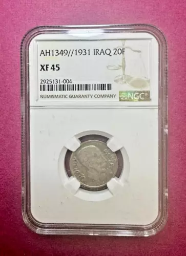 Iraq Kingdom - Circulation Coins 20 Fils, 1931 1349, Faisal I (NGC: XF 45)