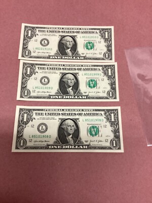 2021 US Dollar Bills Malerba Yellen 3 Sequential Numbers Dual Woman Signed