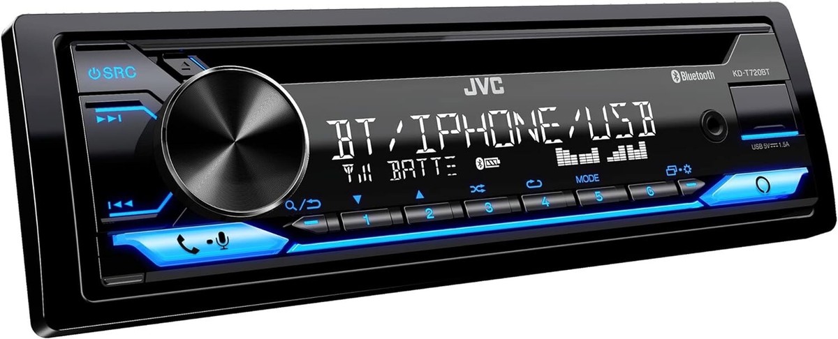 NEW JVC KD-T720BT 1-DIN, AM/FM/CD Car Audio Receiver w/ Bluetooth