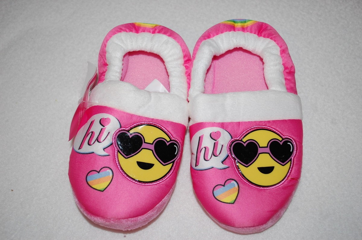 Girls PINK EMOJI SLIPPERS Smiley Face SUNGLASSES Rainbow
