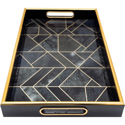Luxory Rectangle Abstract Kitchen Serving Drinks Candle Decor Coffee Table Tray - Picture 6 of 9