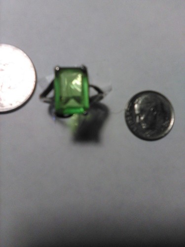 ANELLO DONNA VERDE PIETRA QUADRATA TAGLIO QUADRATO 925 STERLING TAGLIA 7 MEDIO. - Foto 7 di 12