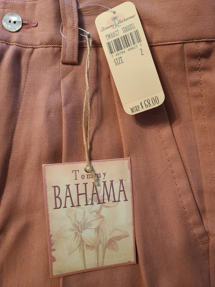 Shorts deck cassino Tommy Bahamas novo com etiquetas cor concha rosa/malva tamanho 2 estilo TW8057 - Imagem 3 de 4