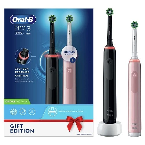 Oral-B Pro 3-3900 - Black & Pink Electric Toothbrushes By Braun