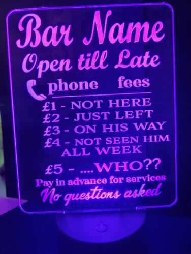 LED Bar Schild offen personalisiert mit Ihrem Leuchtbar Namen Höhle oder Kneipe - Bild 3 von 7