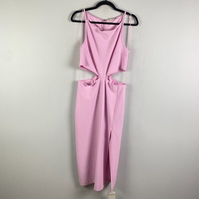 Abercrombie & Fitch Cutout Midi Dress Size Large Pink Sleeveless Slit | eBay