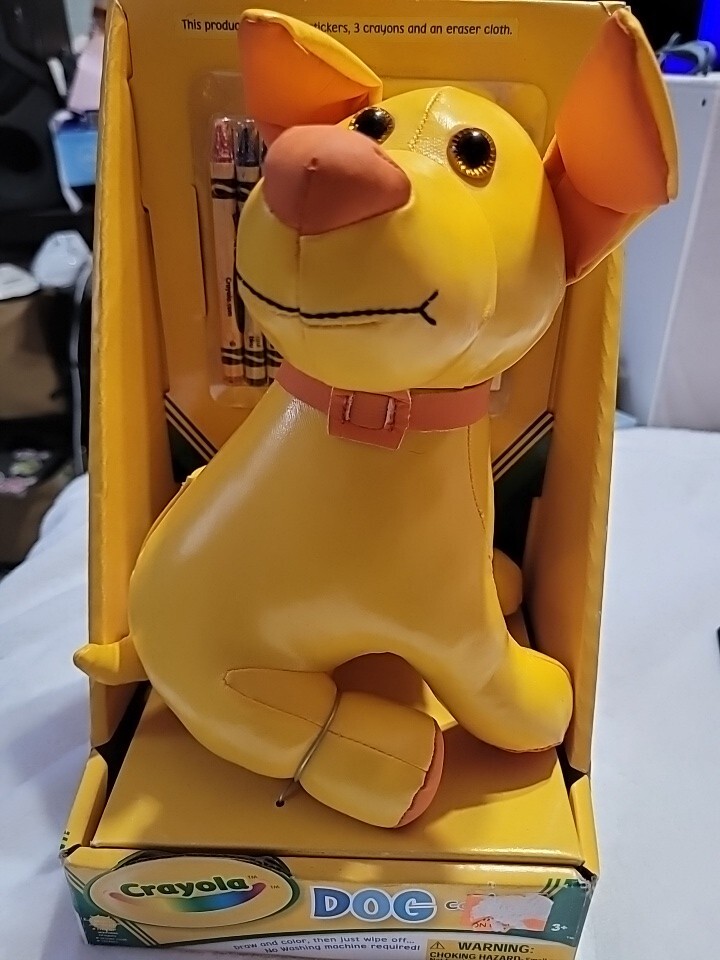 Peluche Crayola Dibujar Limpiar Colorear Perro 10" Orejas Amarillas