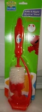 SESAME STREET BEGINNINGS ELMO BOTTLE & NIPPLE BRUSH WITH STAND.