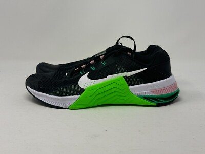 Nike Metcon 7 Training Shoes Black Green White CZ8280 036 Size 9 Women's