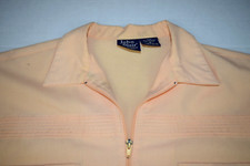 Vintage Leisure Shirt Size M/L 70s 80s John Blair Peach 2 pocket Zip Up Beach