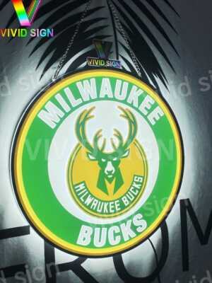 Milwaukee Bucks 16''x16'' 3D LED Neon Beer Bar Sign Display Light Lamp