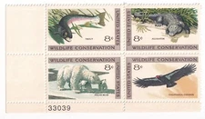 STAMP US SCOTT 1430a "Wildlife Conservation" 8 CENT 1971 MNH PB OF 4 LL - A