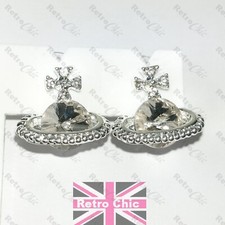 CRYSTAL SATURN planet ORB designer inspired SILVER FASHION studs EARRINGS stud