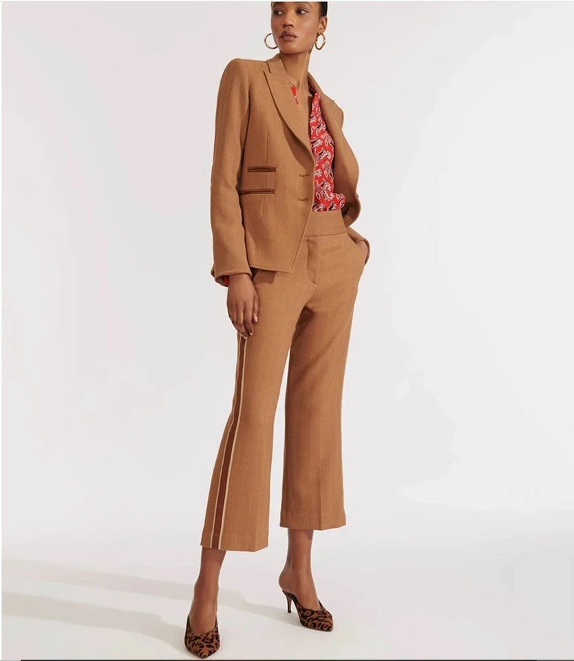 VERONICA BEARD Pants Womens sz 8 10 16 Brown KHAKI Camel CORMAC Crop Trouser NWT