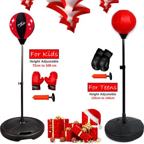 Free Standing Punch Boxing Bag Set Adjustable Height with Free Gloves and Pump - Picture 1 of 14