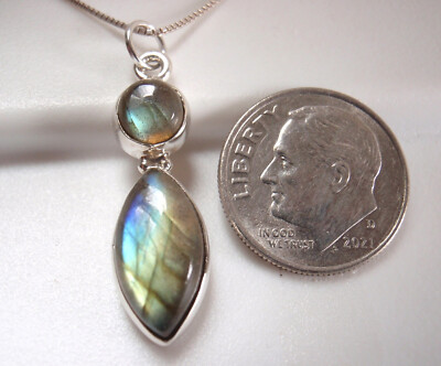 Labradorite Earth Colors Iridescence 925 Sterling Silv Necklace b22w  get exact