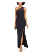 ADRIANNA PAPELL Womens Asymmetrical Neckline Full-Length Evening Sheath Dress