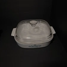 Vintage Corning Ware Blue Cornflower A-10-B Casserole Dish Pyrex A-12-C Lid