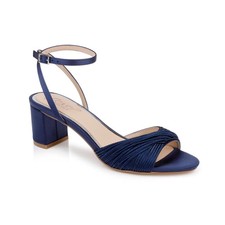 Women's Jewel Badgley Mischka Pretty Round Toe Dress Sandals Navy Satin