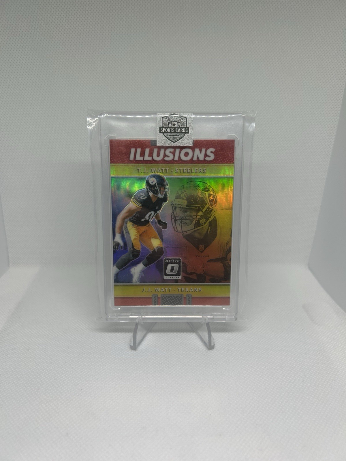 2017 Donruss Optic - Illusions J.J. Watt, T.J. Watt #27 Red Prizm /99 (RC)