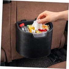 Car Trash Can Leakproof Garbage Can for Car Hanging Back Seat PU 1 Black