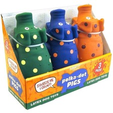 Polka-Dot Pigs Latex Dog Toys 3 Pack 