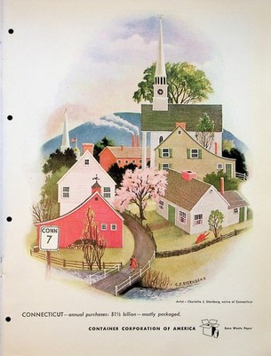 Original 1947 Print Ad: Container corporation of America ''Native of Connecticut