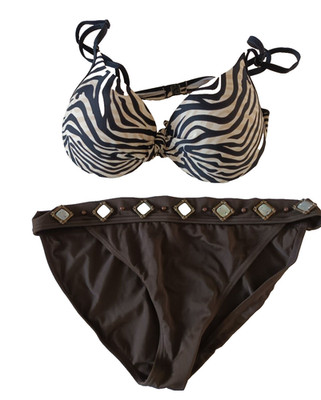 Camille CAM8324 UK 34D/14 Multi Animal Print Bügel Gepolstert Bikini Slip Set