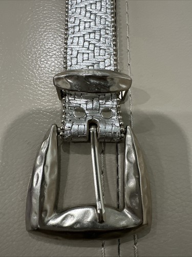Cintura vintage Elite Fresno California argento tessuto cesto con conchiglie gemme M 36" - Foto 4 di 9