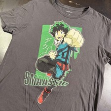 My Hero Academia Deku Punch Anime Tee Mens Medium Washed Black