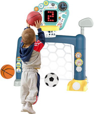 3 in 1 Toddler Basketball Hoop, Soccer Goal for Toddlers 1-3 Indoor  Outdoor ,