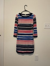 Vince Camuto Navy Blue Pink White Stripe Dress Back Zipper Women’s Size 2