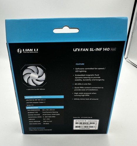 Lian Li SL-INF 140 RGB BLACK - 140MM - Single Fan - No Controller - Afbeelding 2 van 3