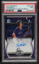 2023 Bowman Chrome Prospect Purple Refractor Juan Brito PSA 9 MINT Auto 03ox