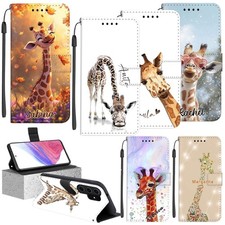 Phone Case For Samsung A17 A36 A06 S25 S24 Flip Leather Customized Giraffe Cover