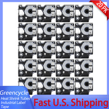 20PK Black on White 1/2" Heat-Shrink Tube Industrial 18055 Label Tapes For DYMO