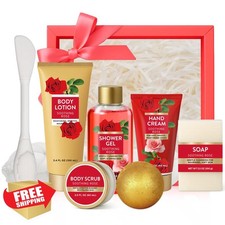 Spa Luxetique Rose Bath Gift Set 8pc Women Luxury Bath Body
