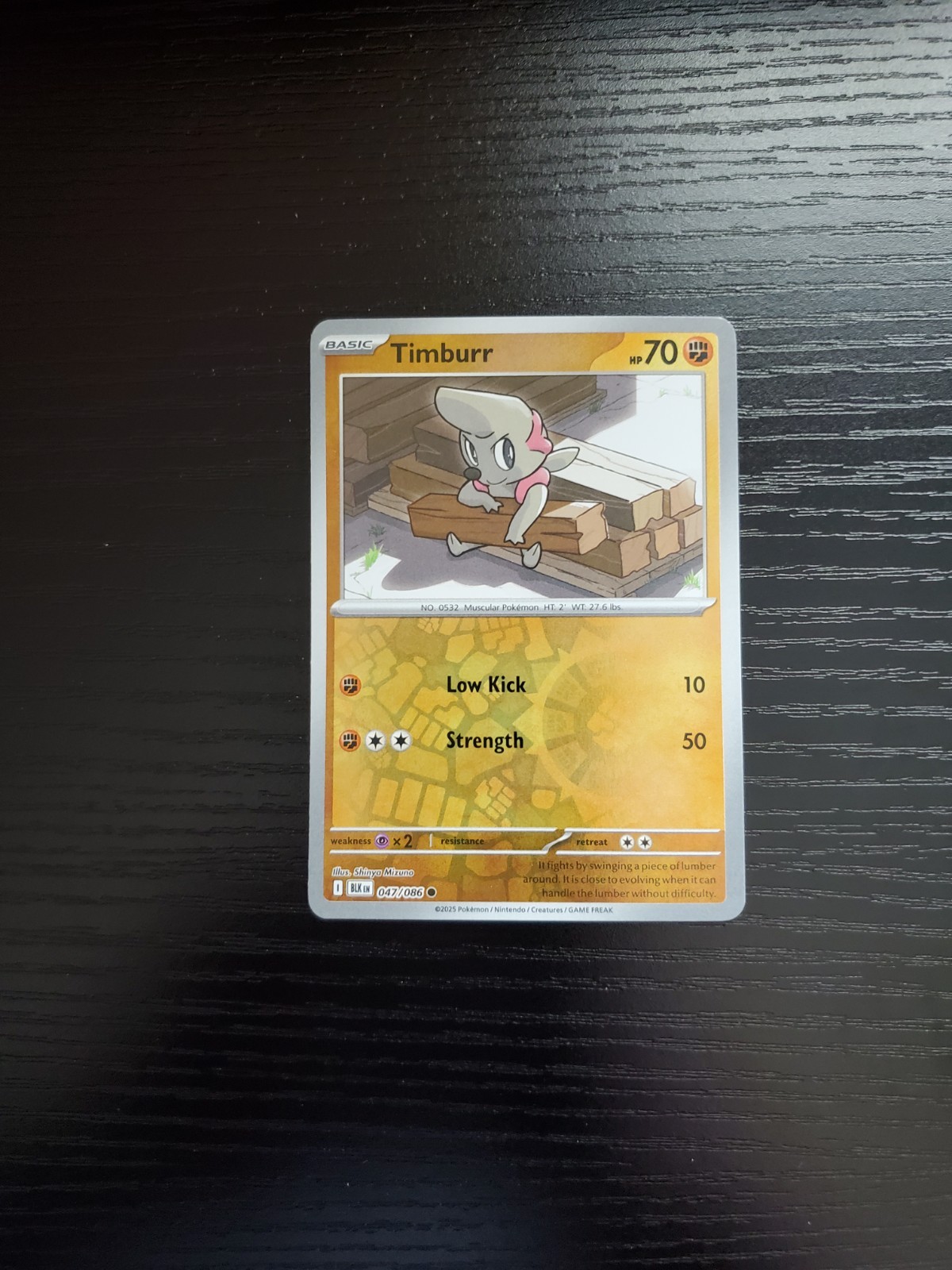 Pokemon SV: Black Bolt English - Timburr - 047/086 - Reverse Holo