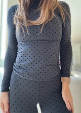 LULULEMON NULU CREWNECK LONG SLEEVE~POLKA DOT FLOCKED BLACK~XS~S~M~L~XL~NWT