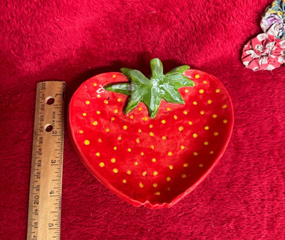 Handmade Pottery Strawberry Trinket Dish