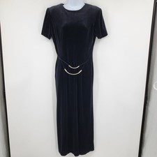 Vintage Scarlett Black Velvet Maxi Dress Short Sleeve Slit 5/6 Whimsigoth Fark