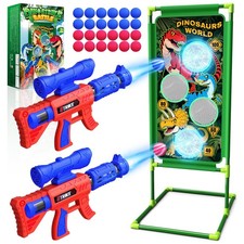 Dinosaur Shooting Game Toys, 2 Pump Launcher with Aiming Fun, 3 Dinosaur Them...
