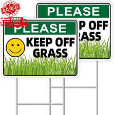 Keep Off Grass Sign Set, 2-Pack Double-Sided H-Metal Stakes, 13"x10 SHIPS FREE