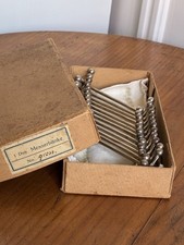 12 antike Messerb&auml;nkchen selten Original Box versilbert Jugendstil/ Art Deco