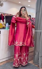 Designer New Heavy Simmar Silk Top Palazzo With Pink Dupatta For Reception Wear