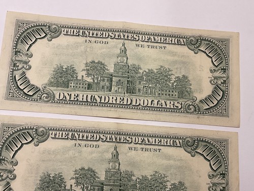 (2) 1990 $100 Dollar Bill Bills Sequence Sequential Serial Numbers Consecutive!! - Picture 10 of 10