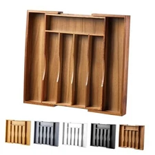 Expandable Kitchen Drawer Organizer for Cutlery and 7 Slots Expandable Acacia