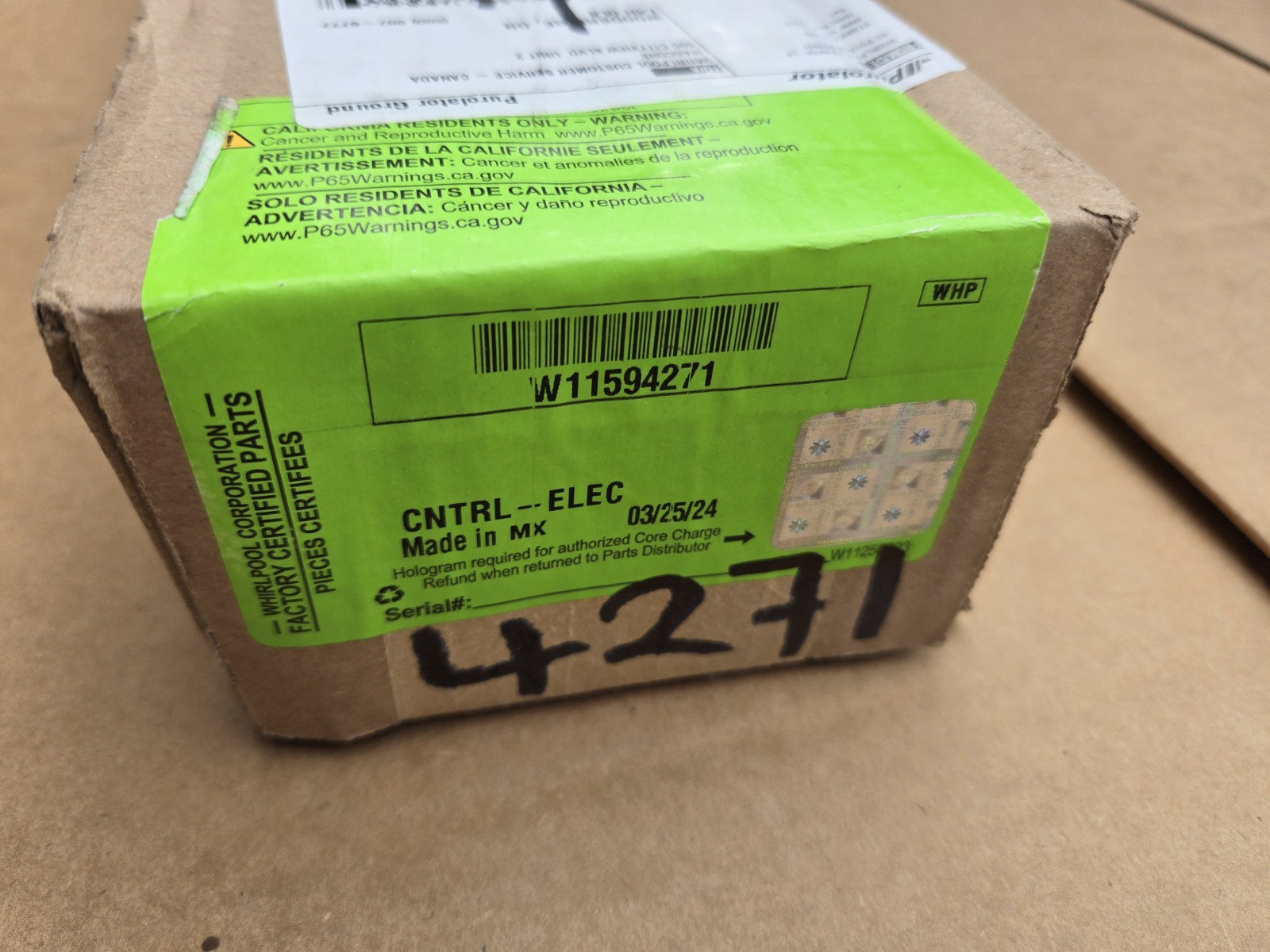 Whirlpool W11594271 Oven Control Panel Replacement Part-image