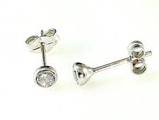 925 Silber Kelch Ohrstecker  1 Paar   3,8 mm mit Zirkonia Steinen