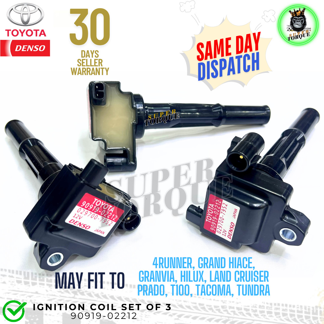 OEM Ignition Coil & Spark Plug & Wire Set of 3 for Toyota TACOMA TUNDRA 3.4L V6